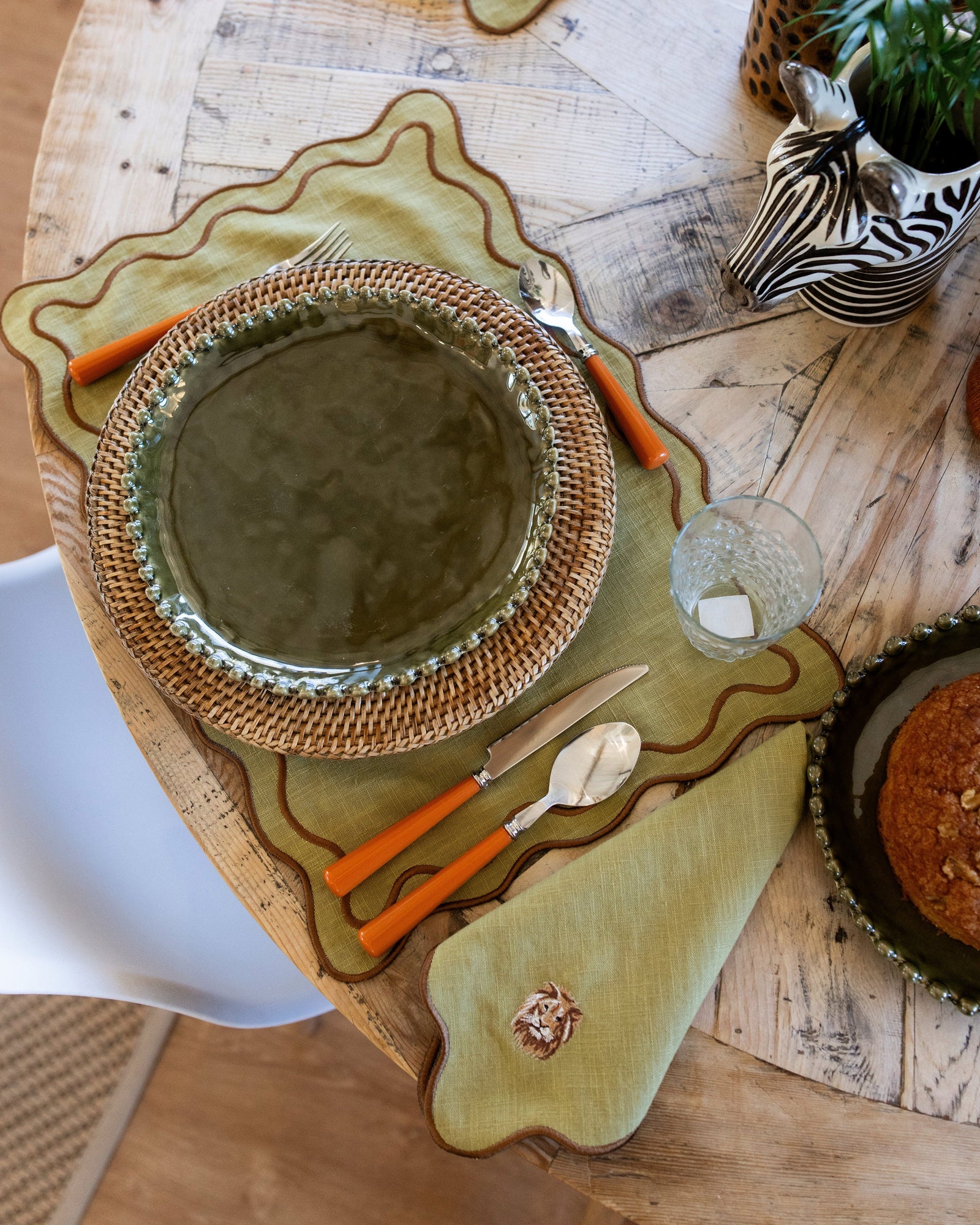 Placemat Beja, Green with Brown