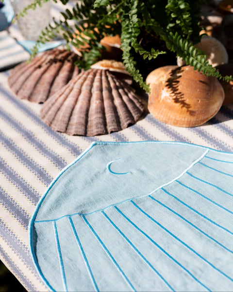 Placemat Peixe, Turquoise Blue with Blue