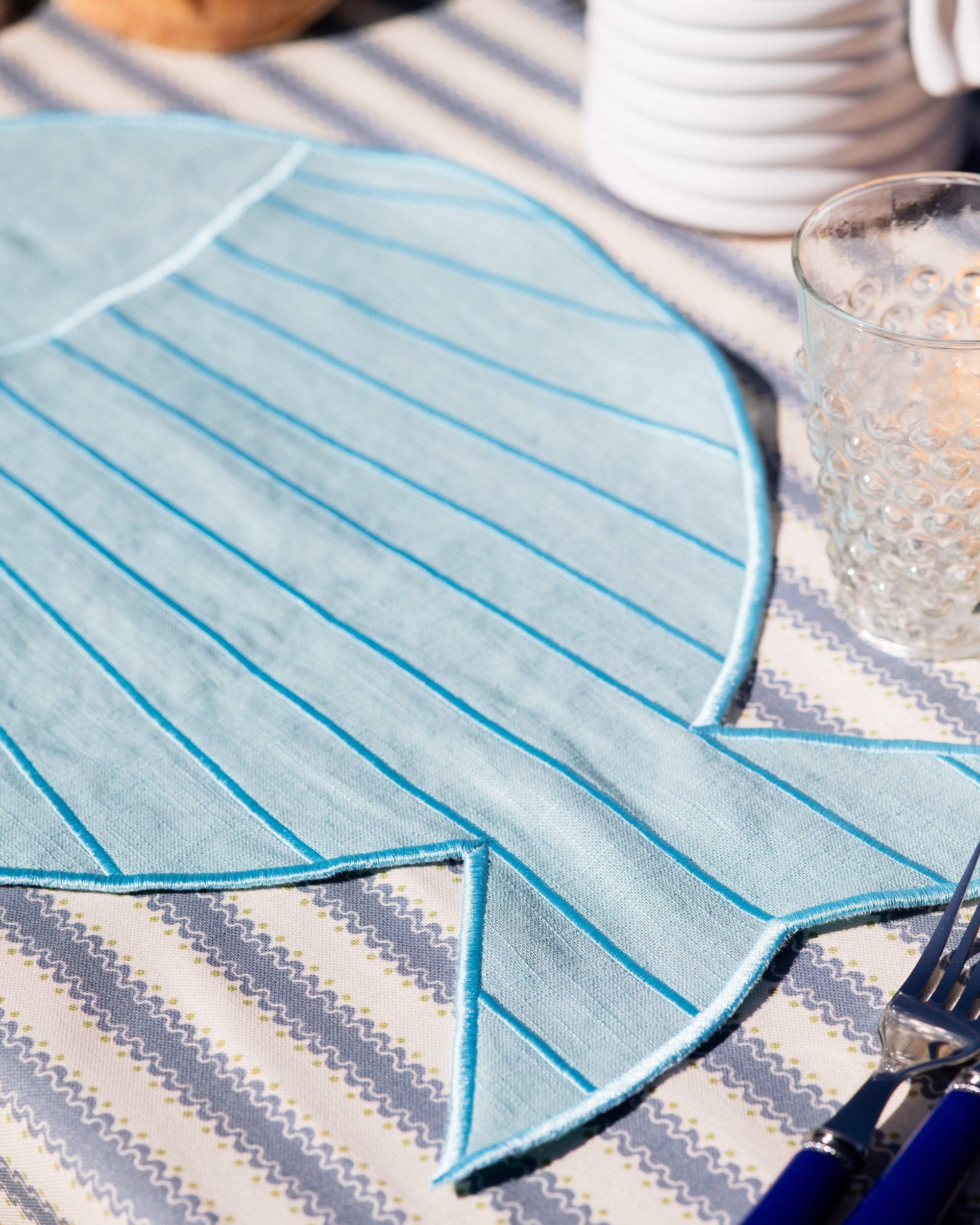 Placemat Peixe, Turquoise Blue with Blue