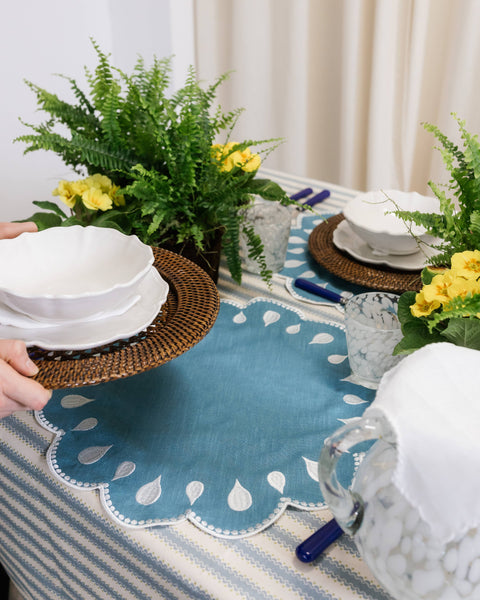 Placemat Gotas, Blue with White
