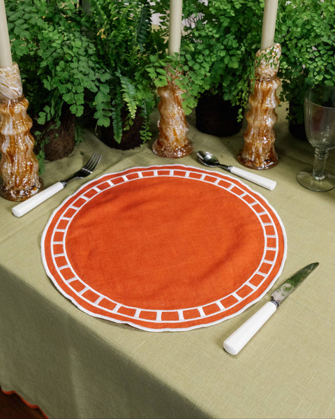 Placemat Marim, Terracotta with White