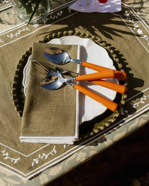 Napkin Faial, Green with Ecru