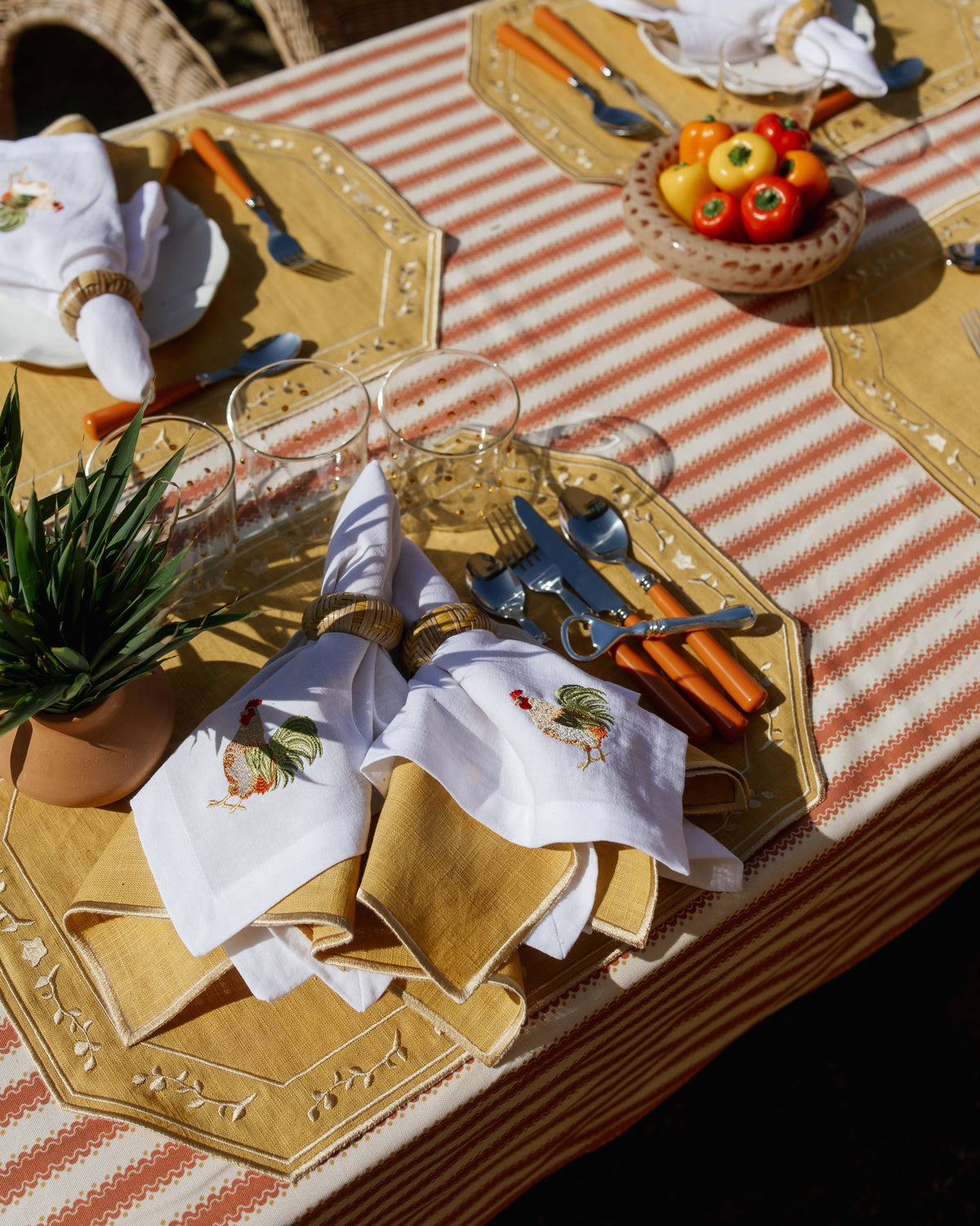 Napkin Faial, Yellow with Ecru