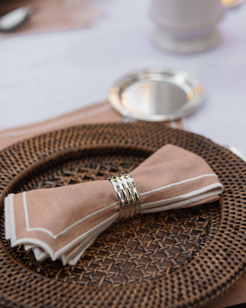 Napkin Sal, Pink with Champagne White