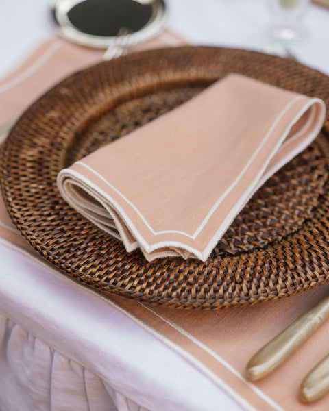 Napkin Sal, Pink with Champagne White