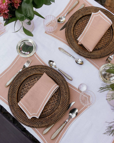 Napkin Sal, Pink with Champagne White