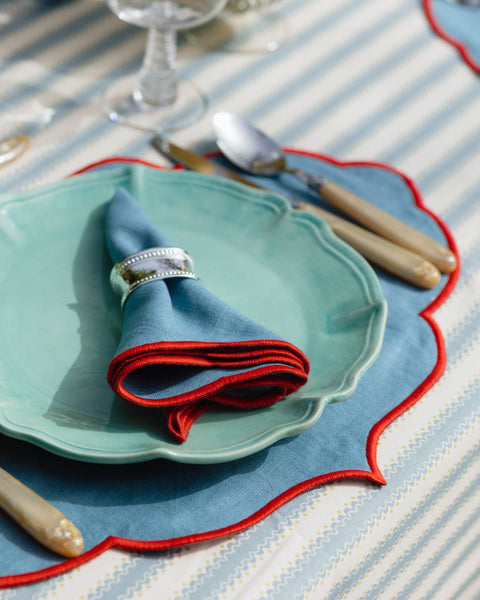Napkin Violeta, Blue with Red