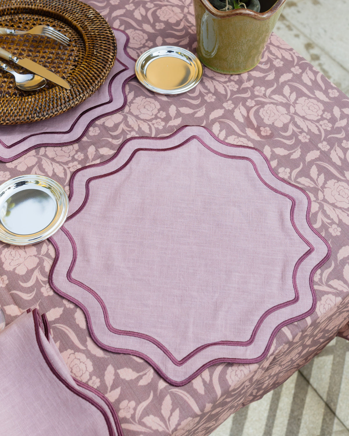 Placemat Bloom, Dusty Rose with Pink