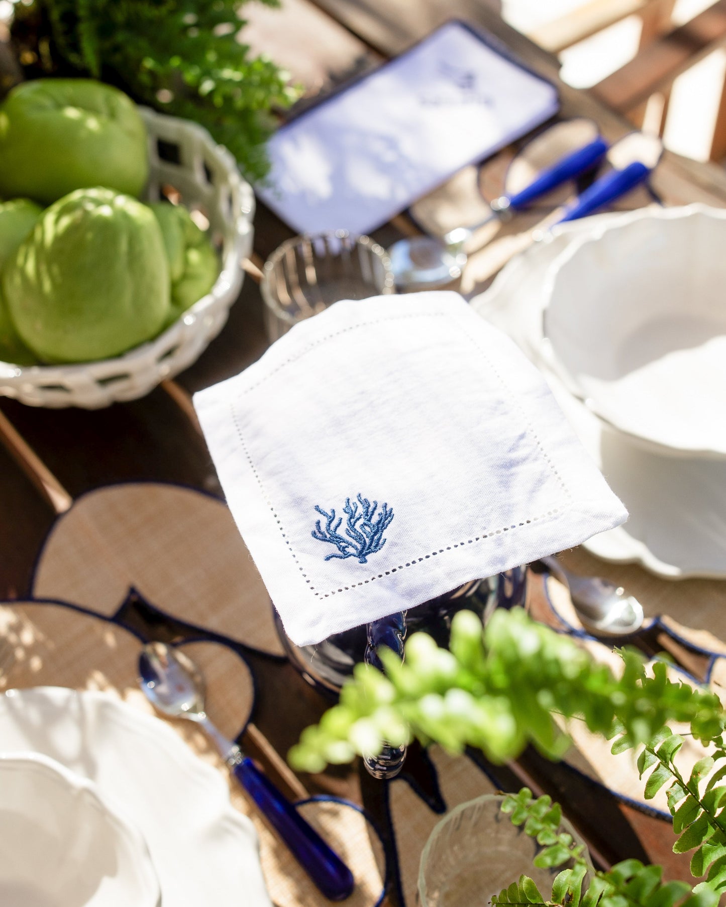 Blue Coral Cocktail Napkin
