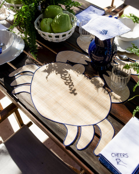 Placemat Caranguejo, Raffia with Blue