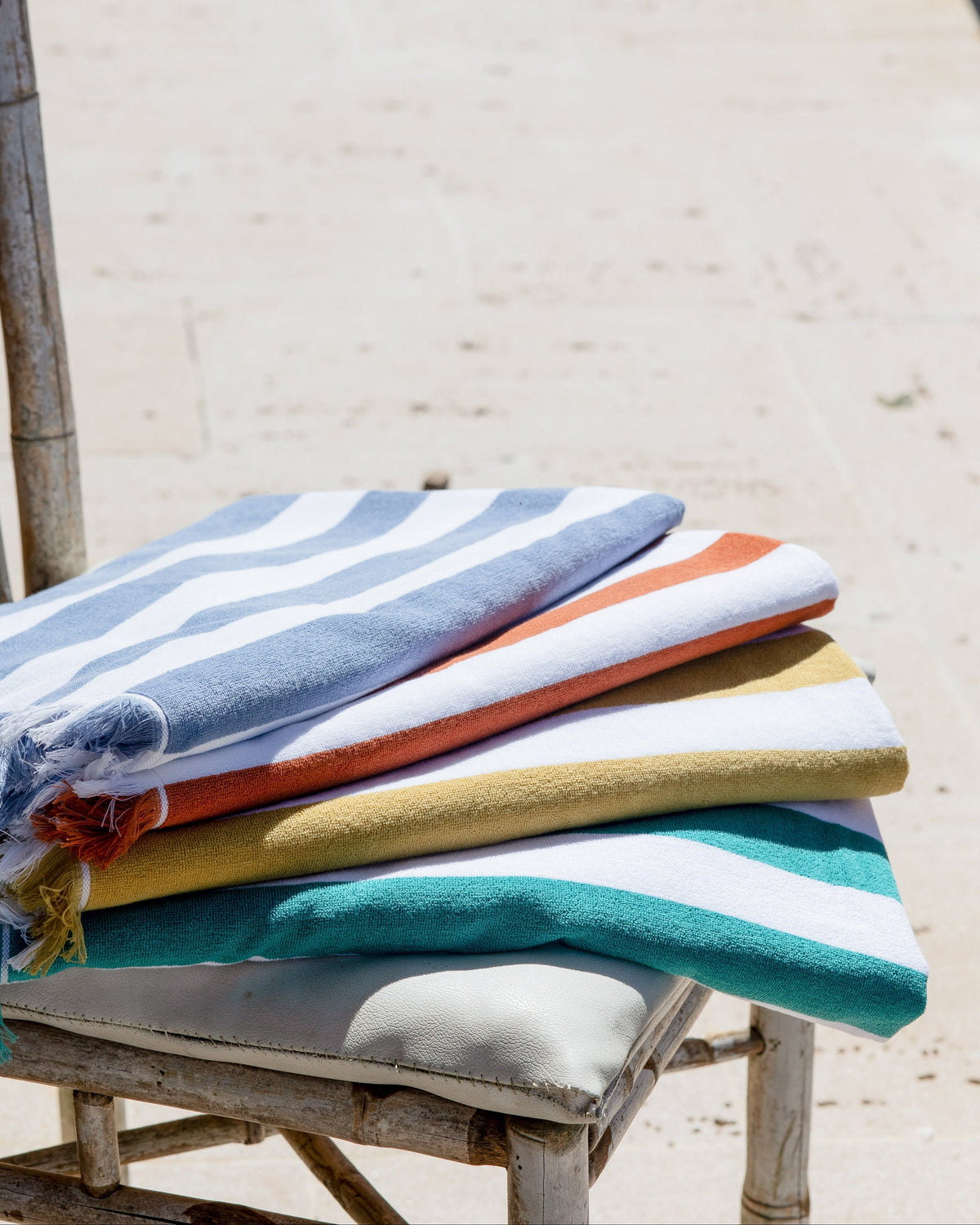 Sea Blue Striped Beach Towel