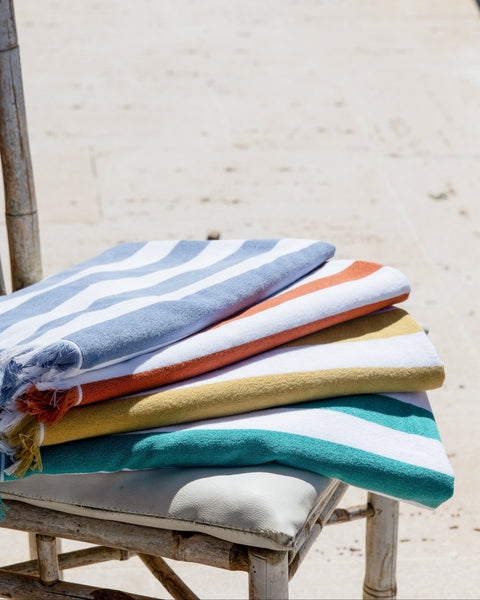 Sea Blue Striped Beach Towel