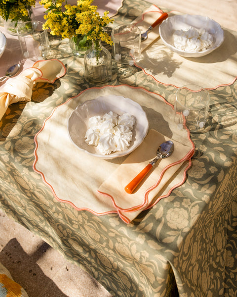 Placemat Lima, Pastel Yellow with Pink
