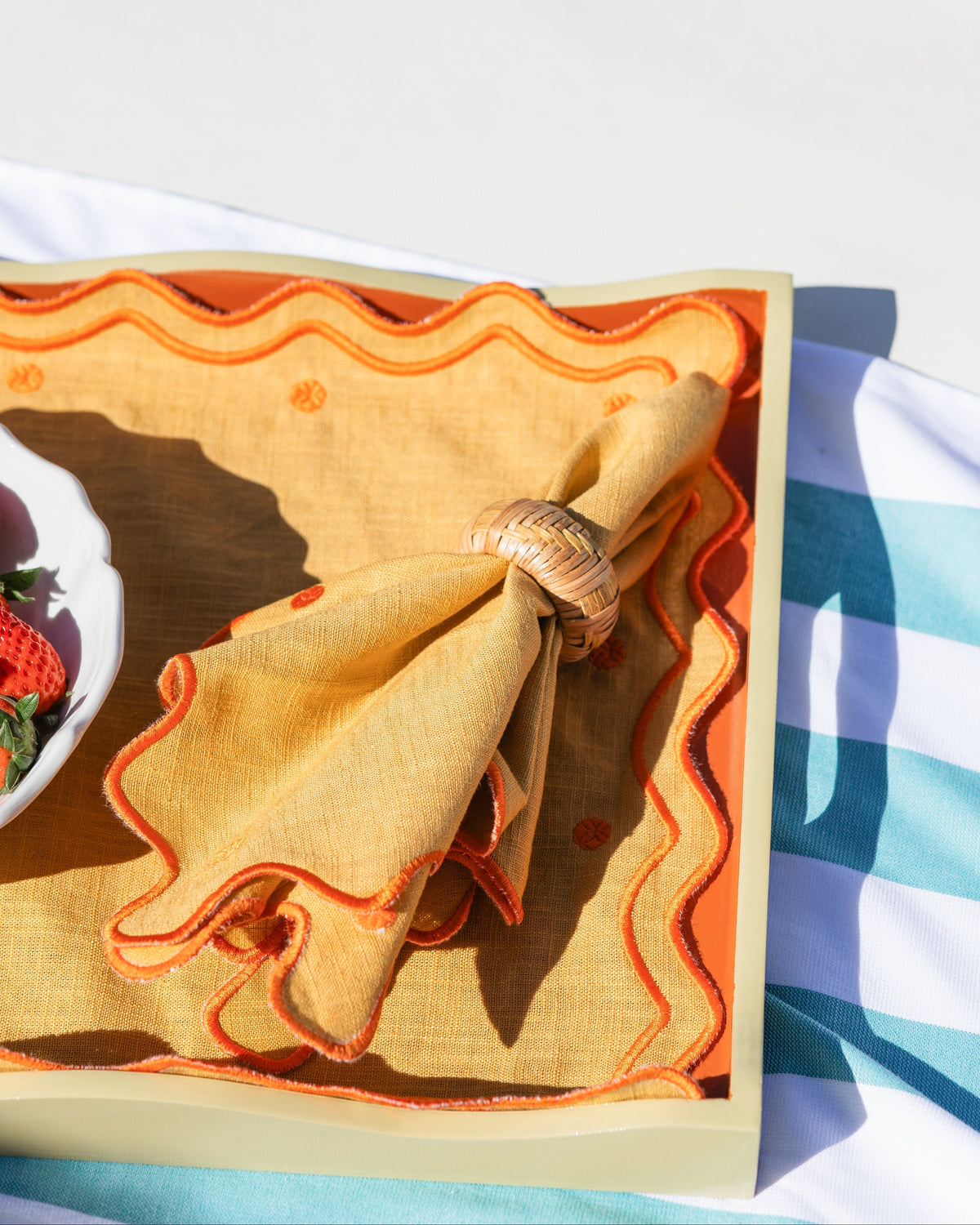 Napkin Óbidos, Yellow with Terracotta
