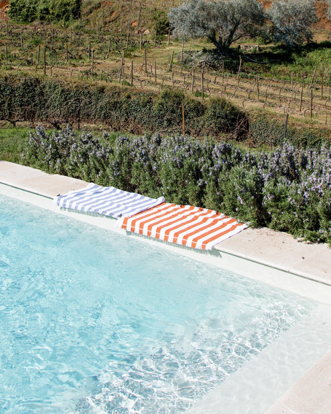 Sea Blue Striped Beach Towel
