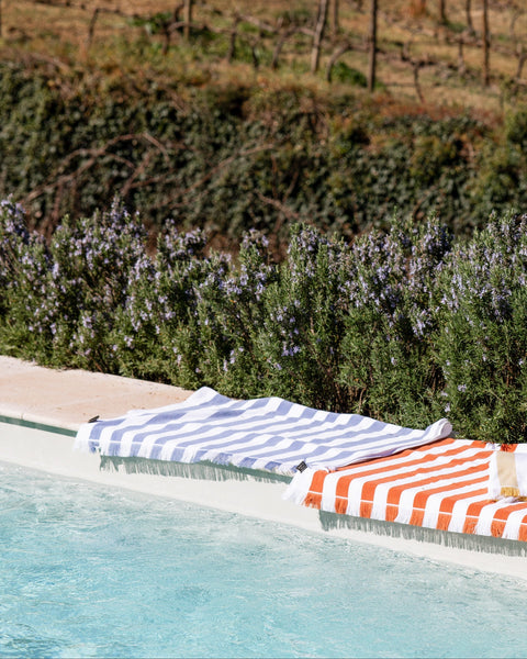 Sea Blue Striped Beach Towel