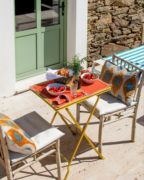 Placemat Sal, Terracotta with Champagne White