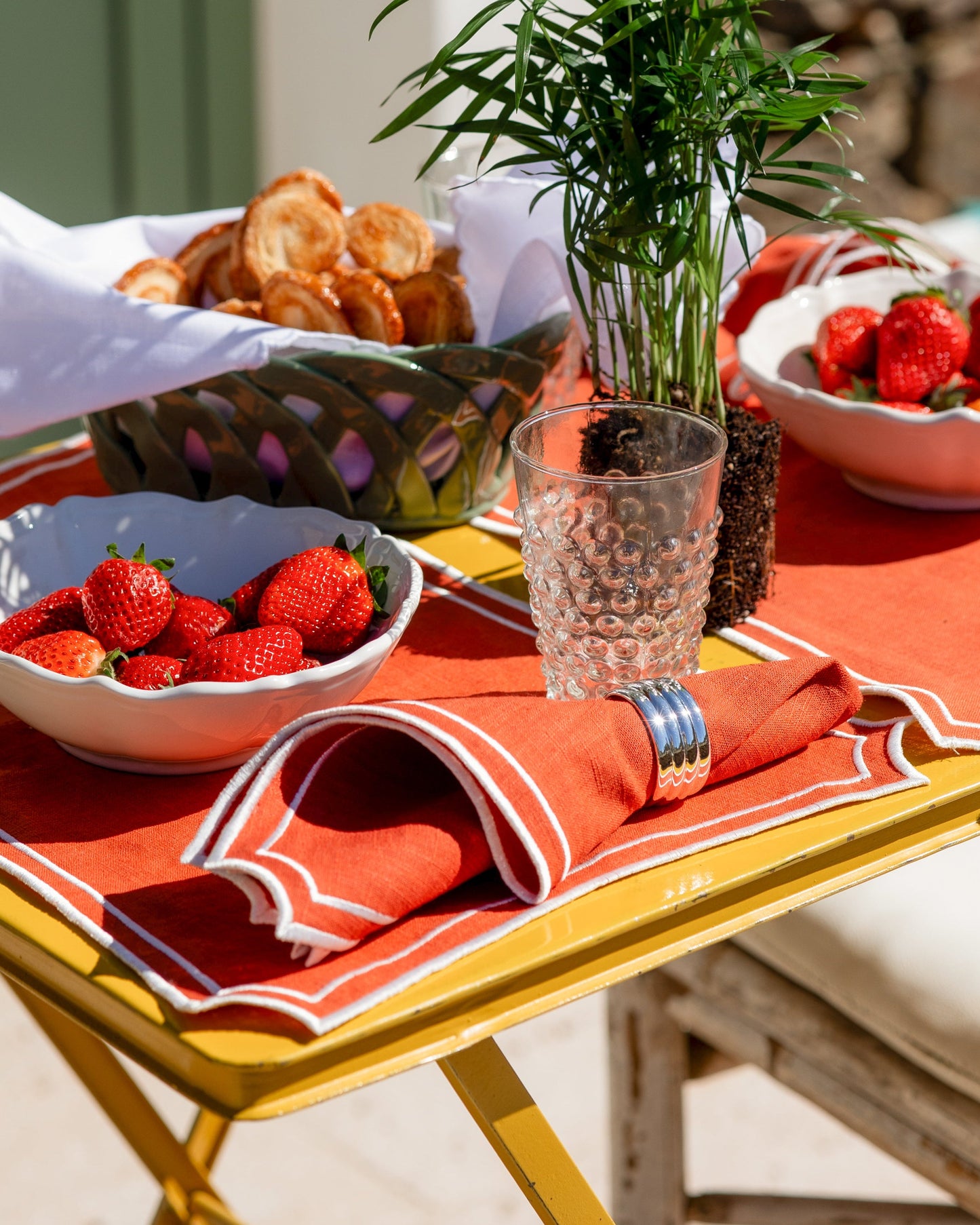 Napkin Sal, Terracotta with Champagne White