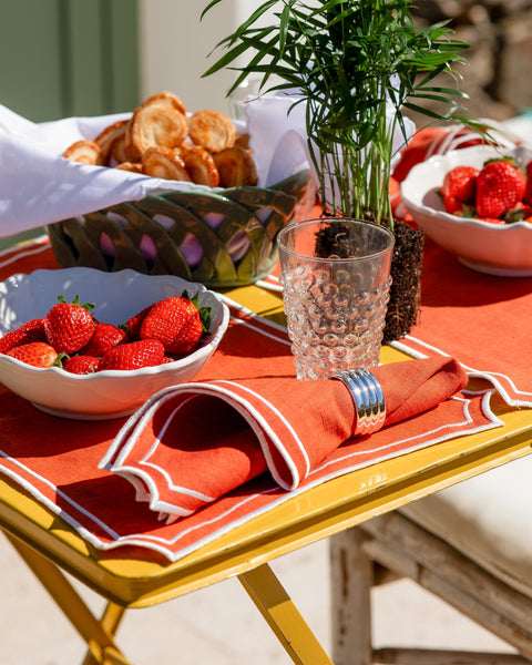 Napkin Sal, Terracotta with Champagne White