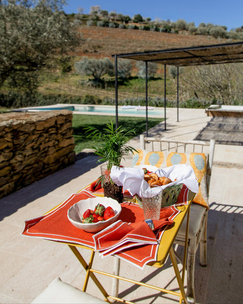 Placemat Sal, Terracotta with Champagne White