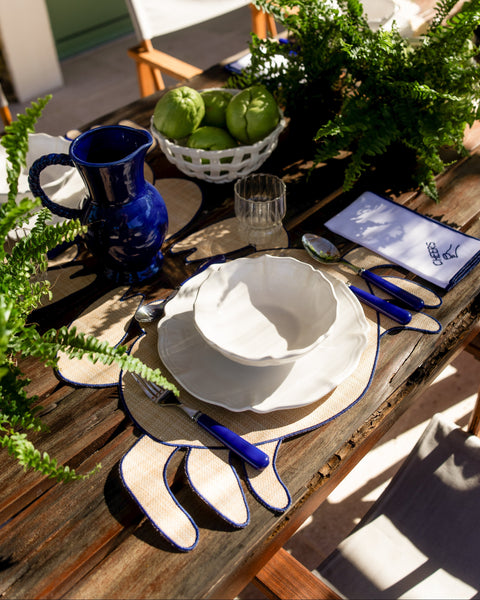 Placemat Caranguejo, Raffia with Blue