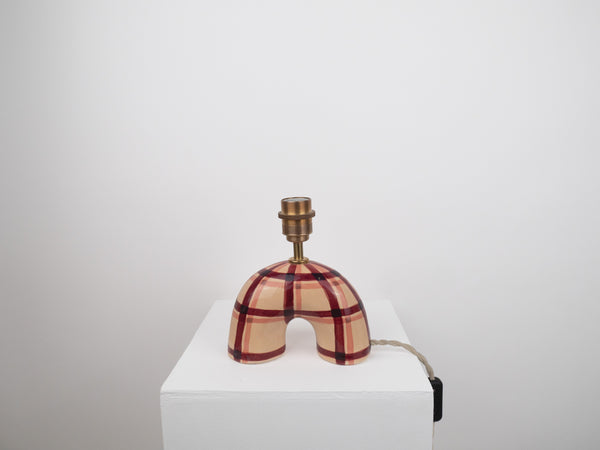 'Me' Table Lamp - Maroon Gingham