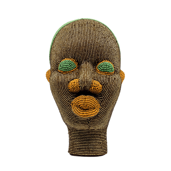 Small African Beaded Head Ornament in Brown