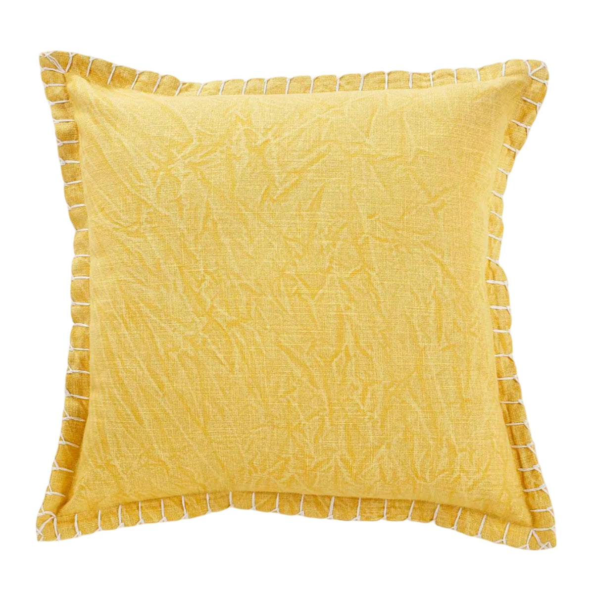 Stone Washed Yellow Pillow | Block Print | Without Filler