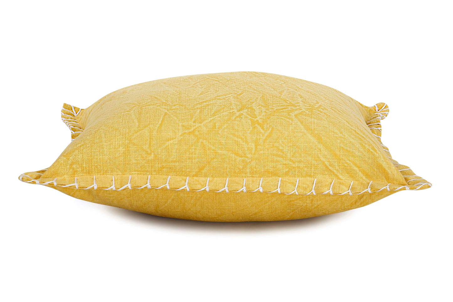 Stone Washed Yellow Pillow | Block Print | Without Filler