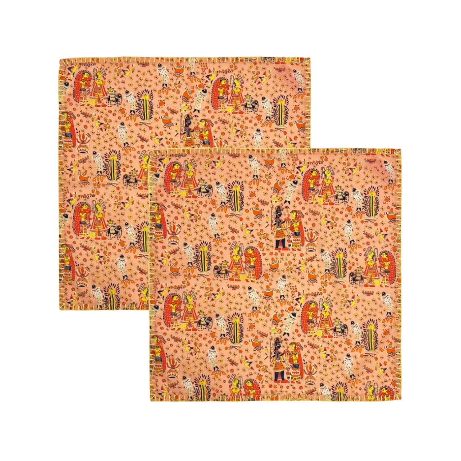 Bihar Blessings Peach Napkins | Set of Two
