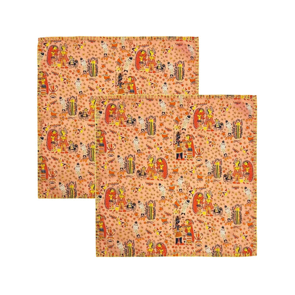Bihar Blessings Peach Napkins | Set of Two