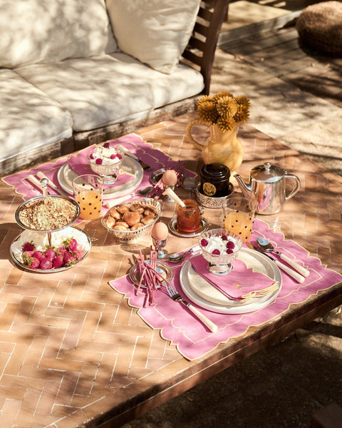 Placemat Gardénia, Pink with Yellow