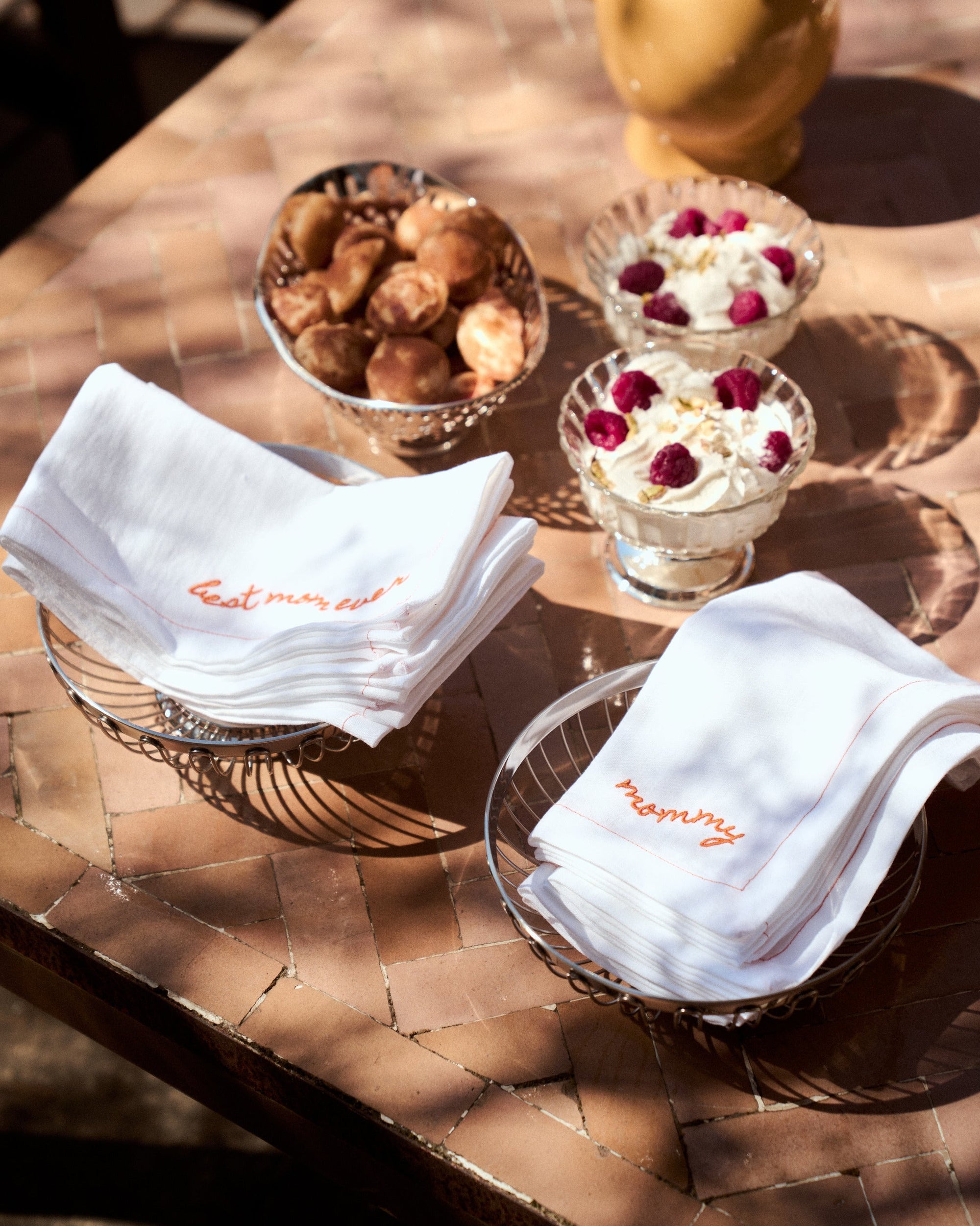 Orange Embroidered Napkins, Mother’s Day Edition (Pack of 2)