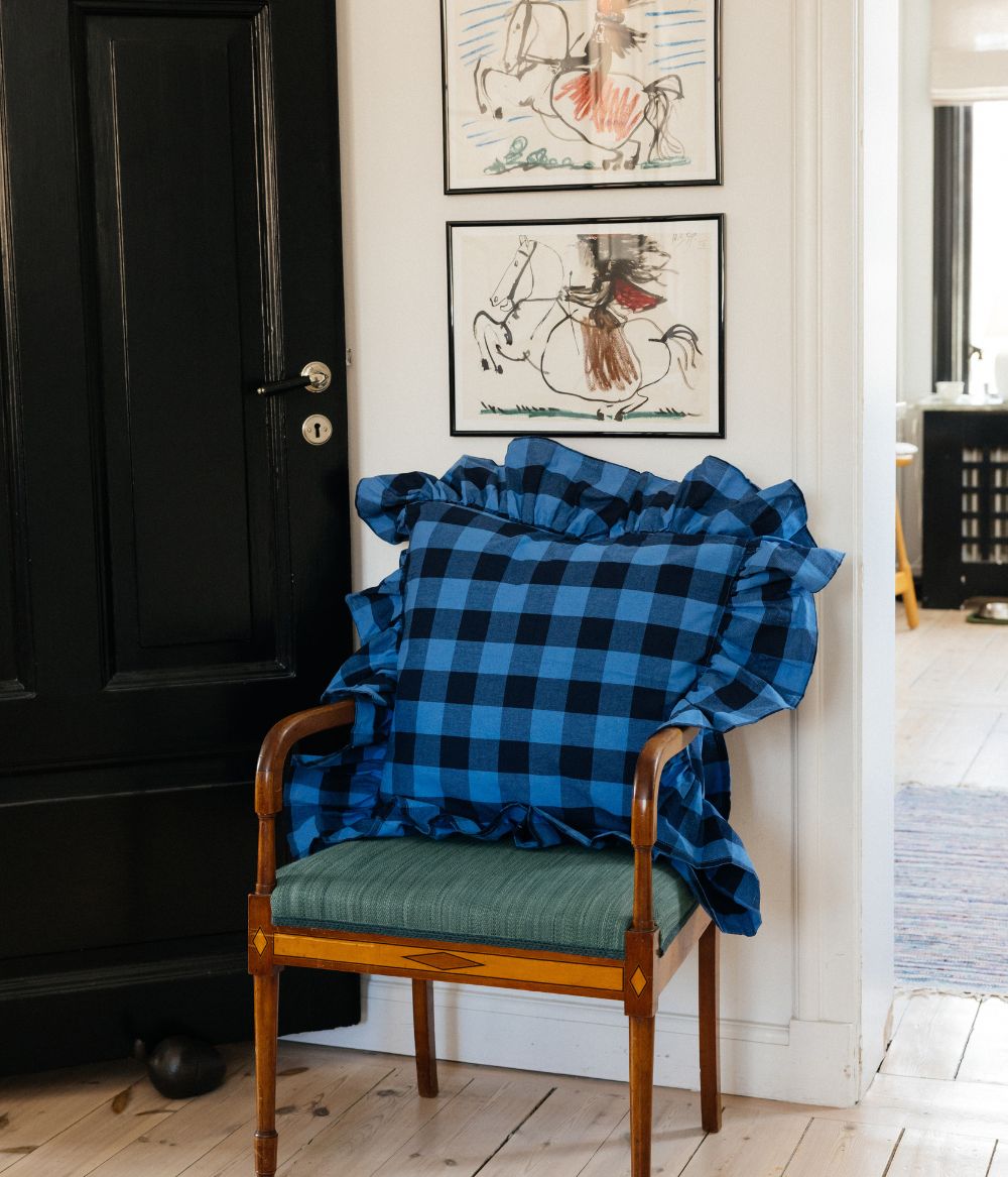 Pleated Cushion Cover Blue