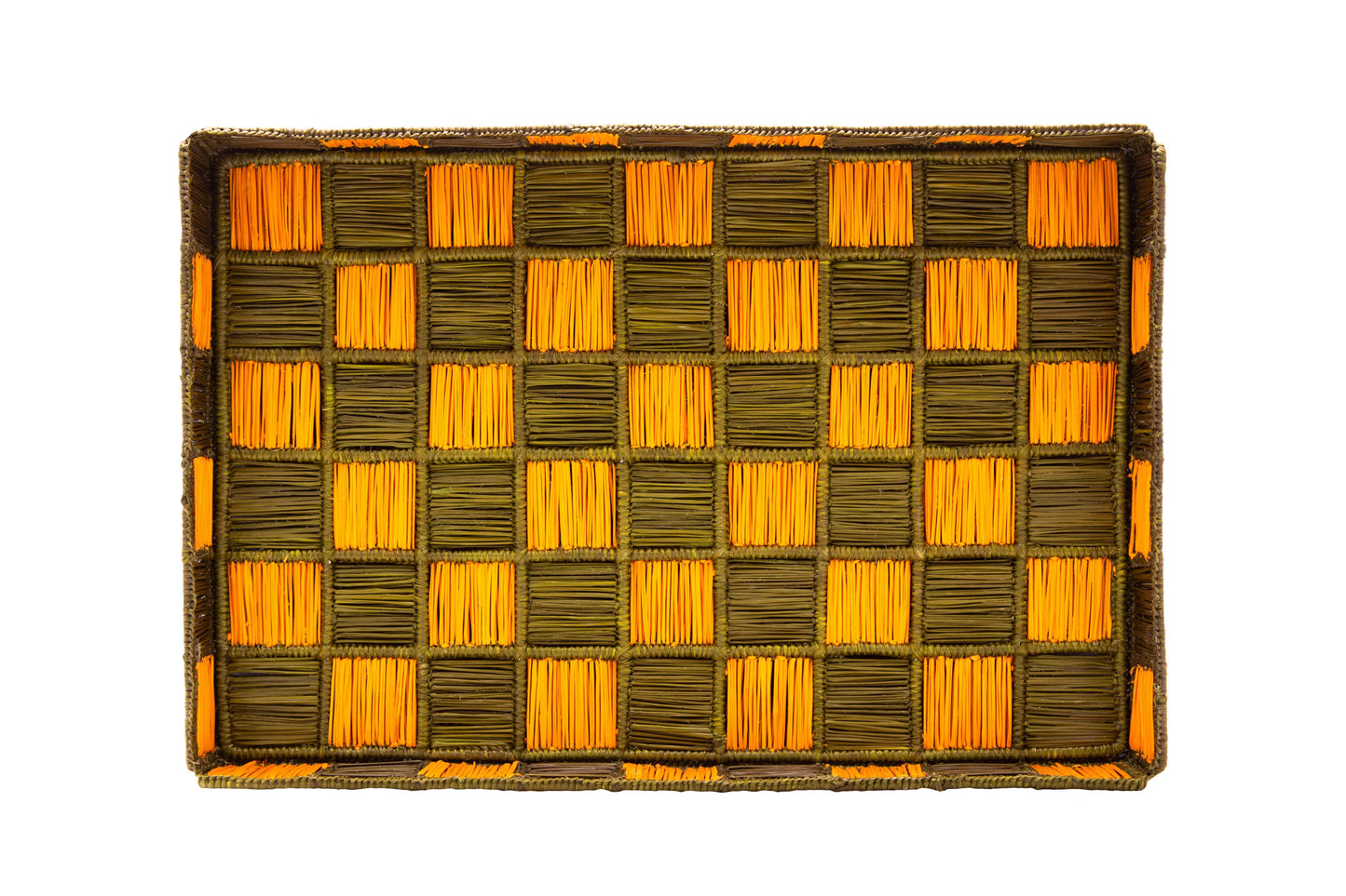 Damero Large Rectangular Tray | Mustard & Olive Green