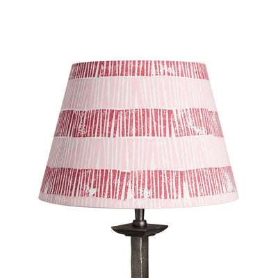 Empire lampshade in pink and red, bold lampshade with layered stripes, modern striped lampshades UK.