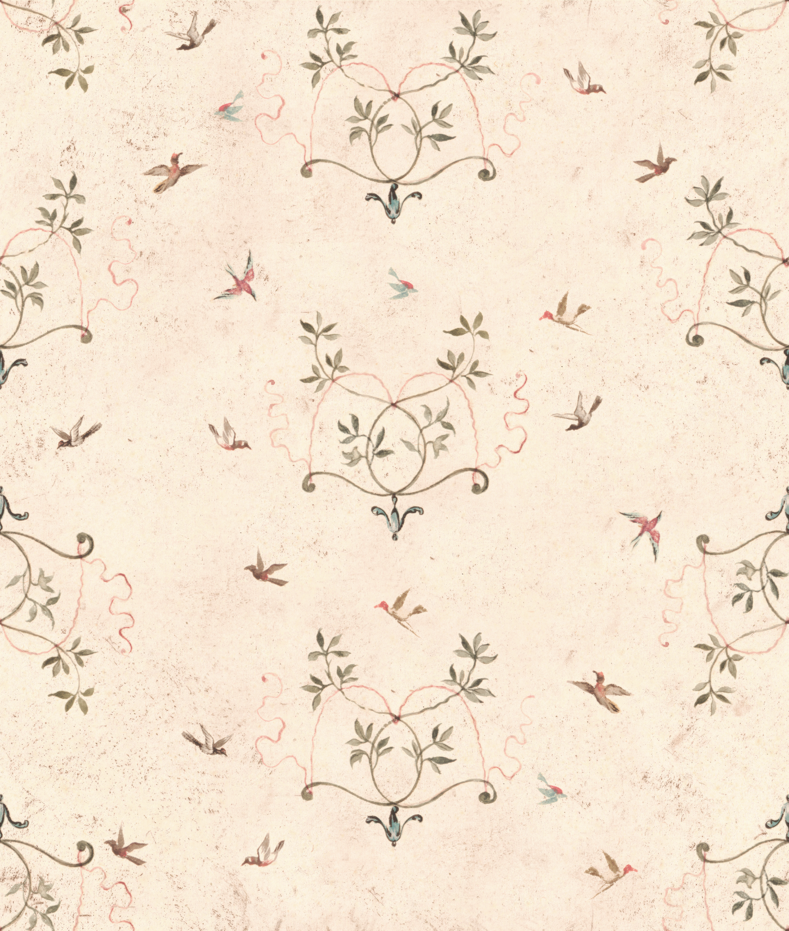 Birds at Play Linen Fabric