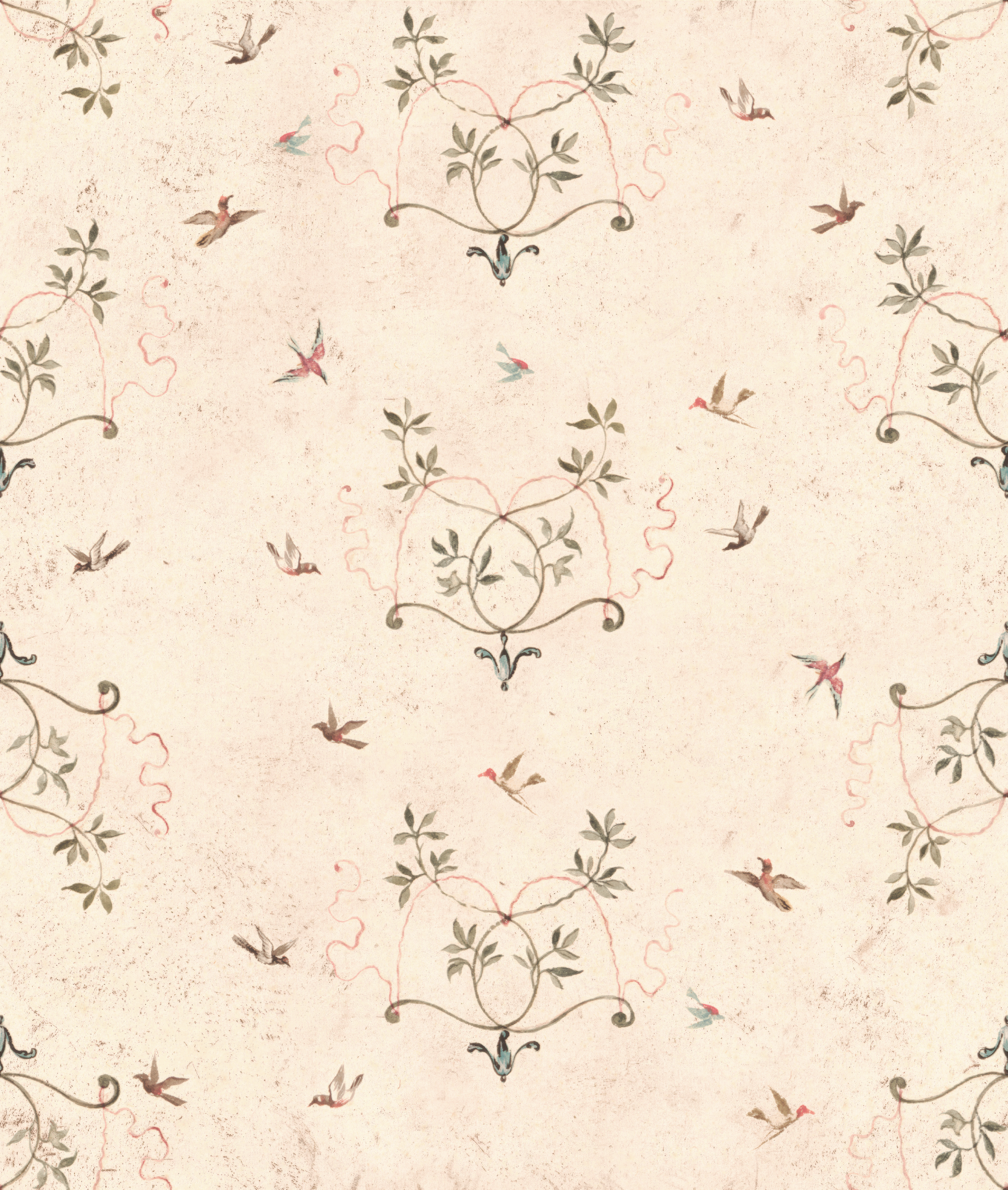 Birds at Play Linen Fabric