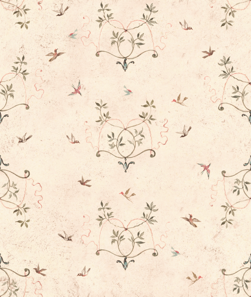 Birds at Play Linen Fabric