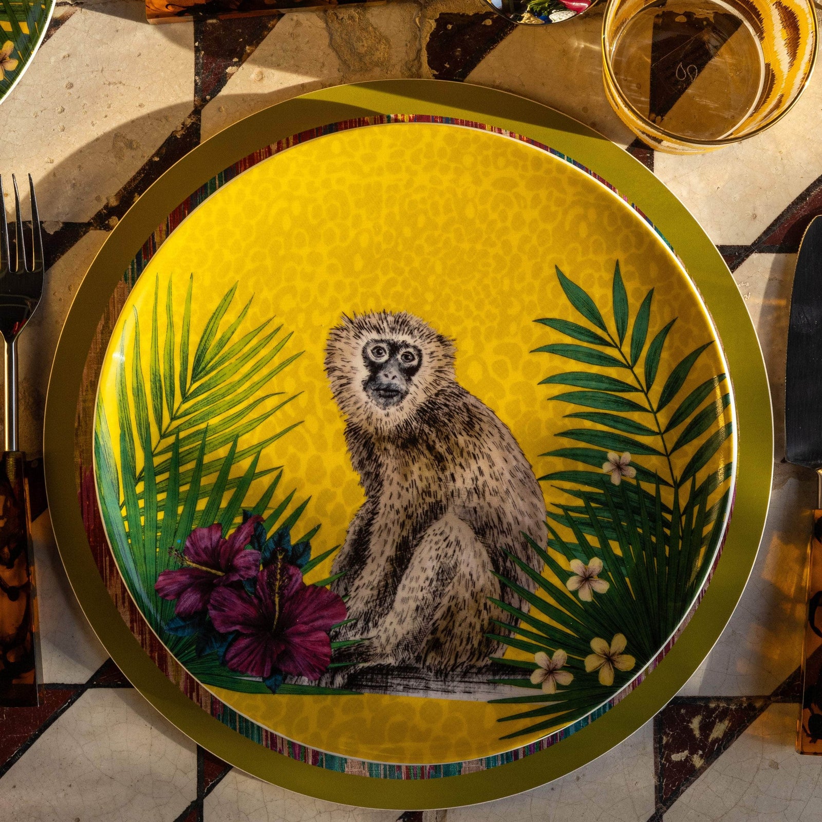 Les Ottomans x Matthew Williamson Porcelain Plate - Yellow Monkey