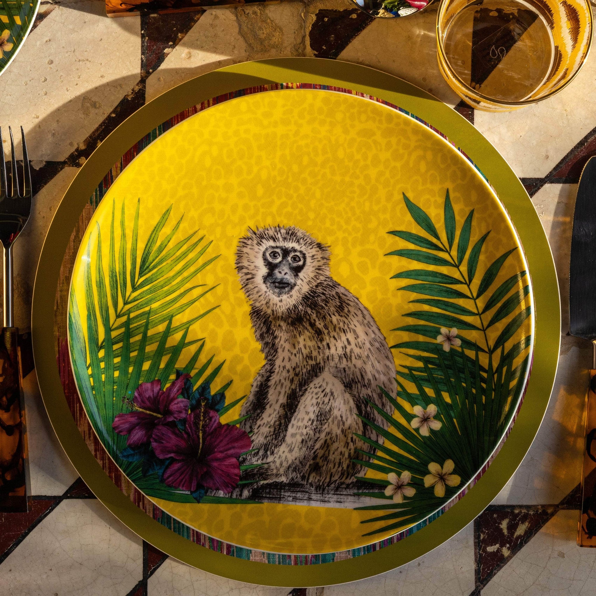 Les Ottomans x Matthew Williamson Porcelain Plate - Yellow Monkey