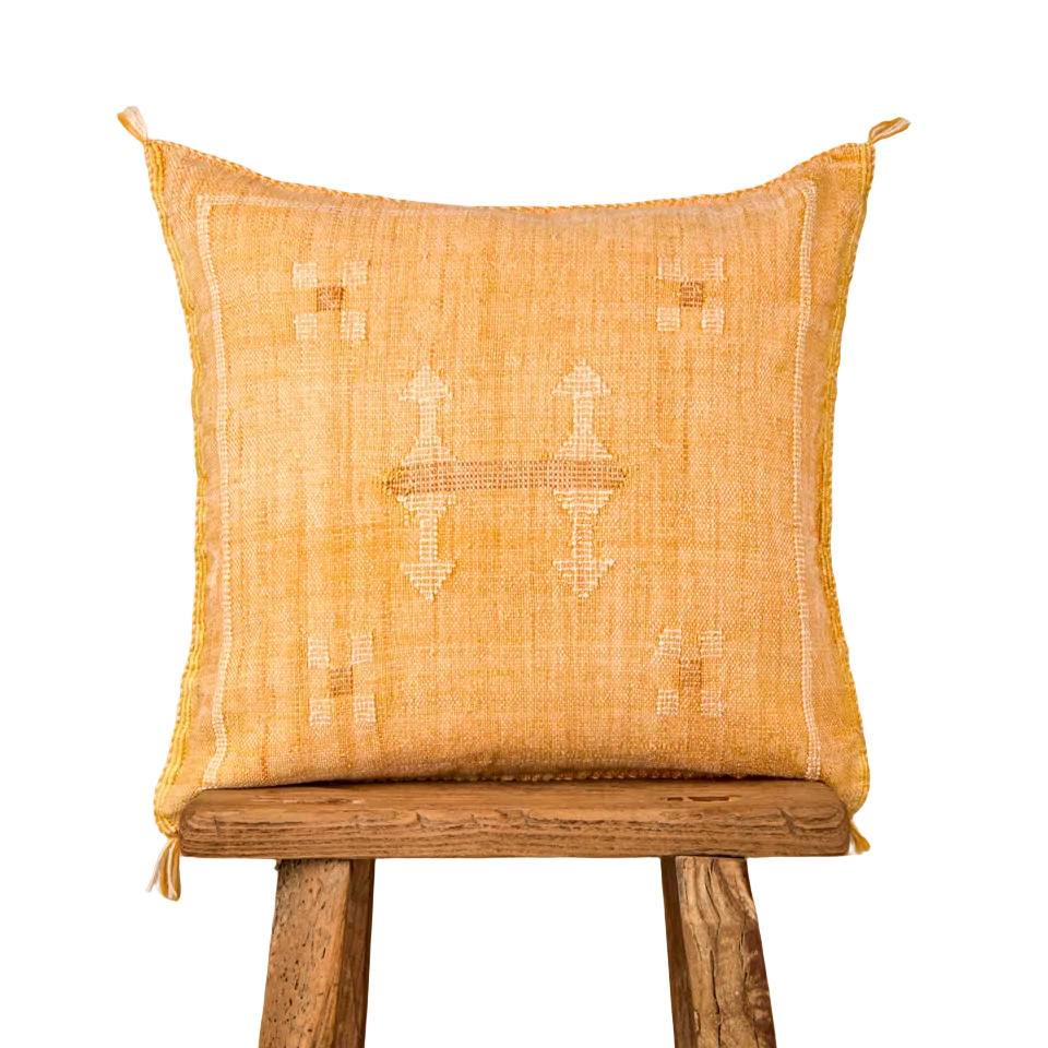Luxury Cactus Silk Cushion - Sunshine Yellow