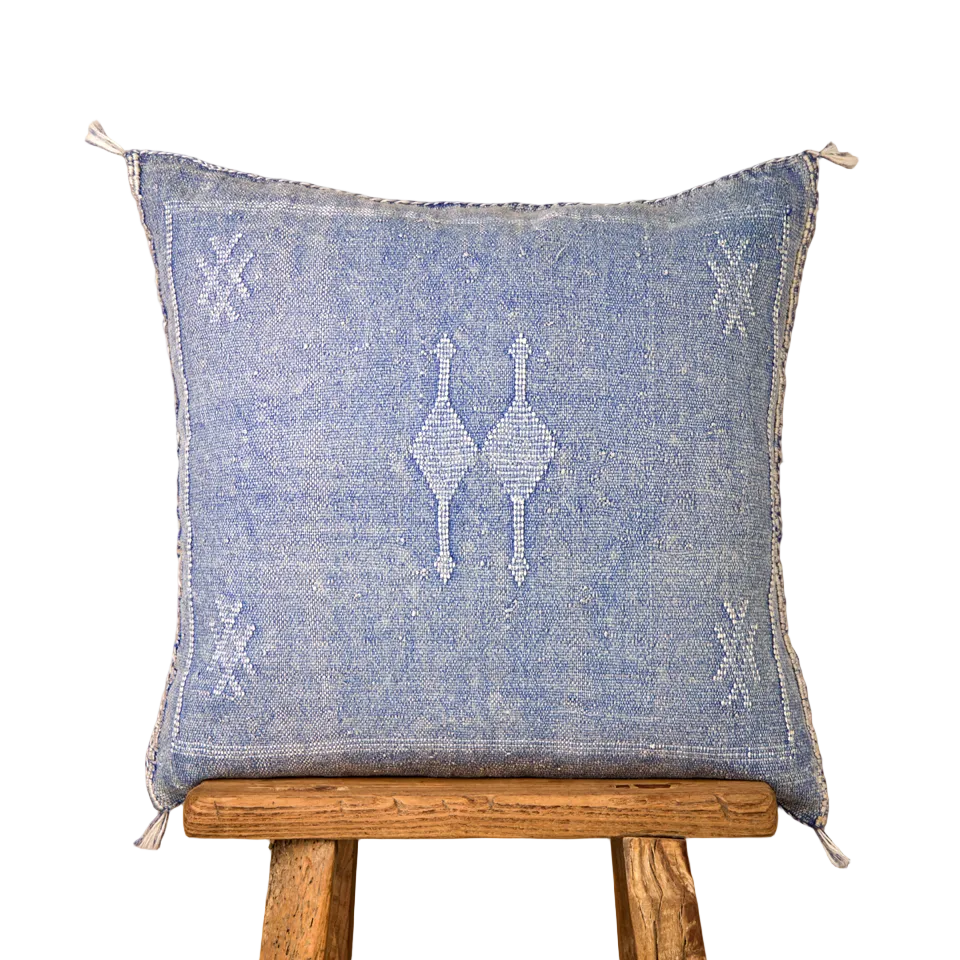 Luxury Cactus Silk Cushion - Denim Blue