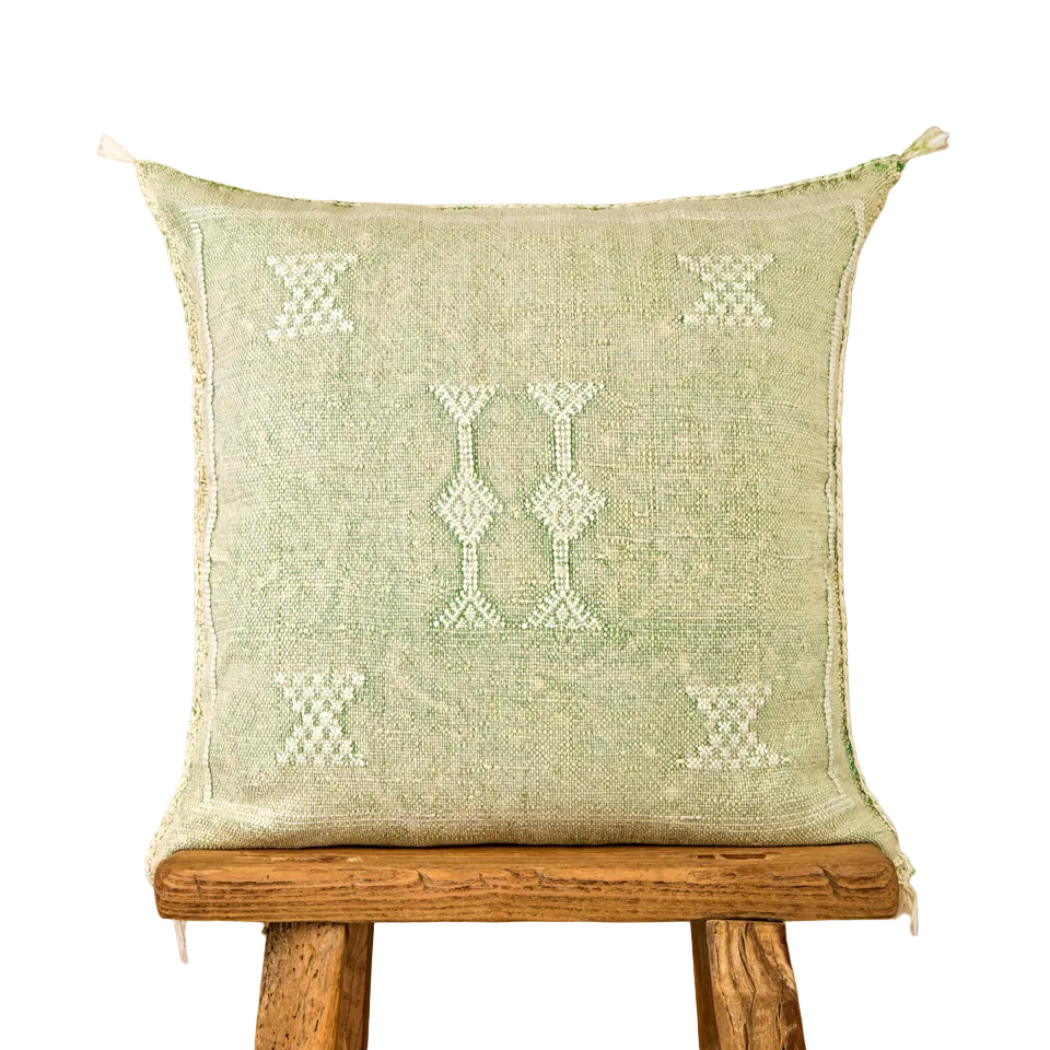 Luxury Cactus Silk Cushion - Pistachio Green