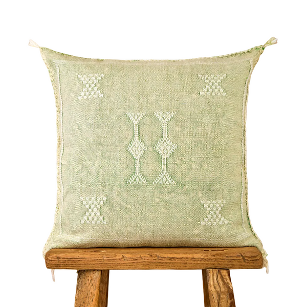 Luxury Cactus Silk Cushion - Pistachio Green