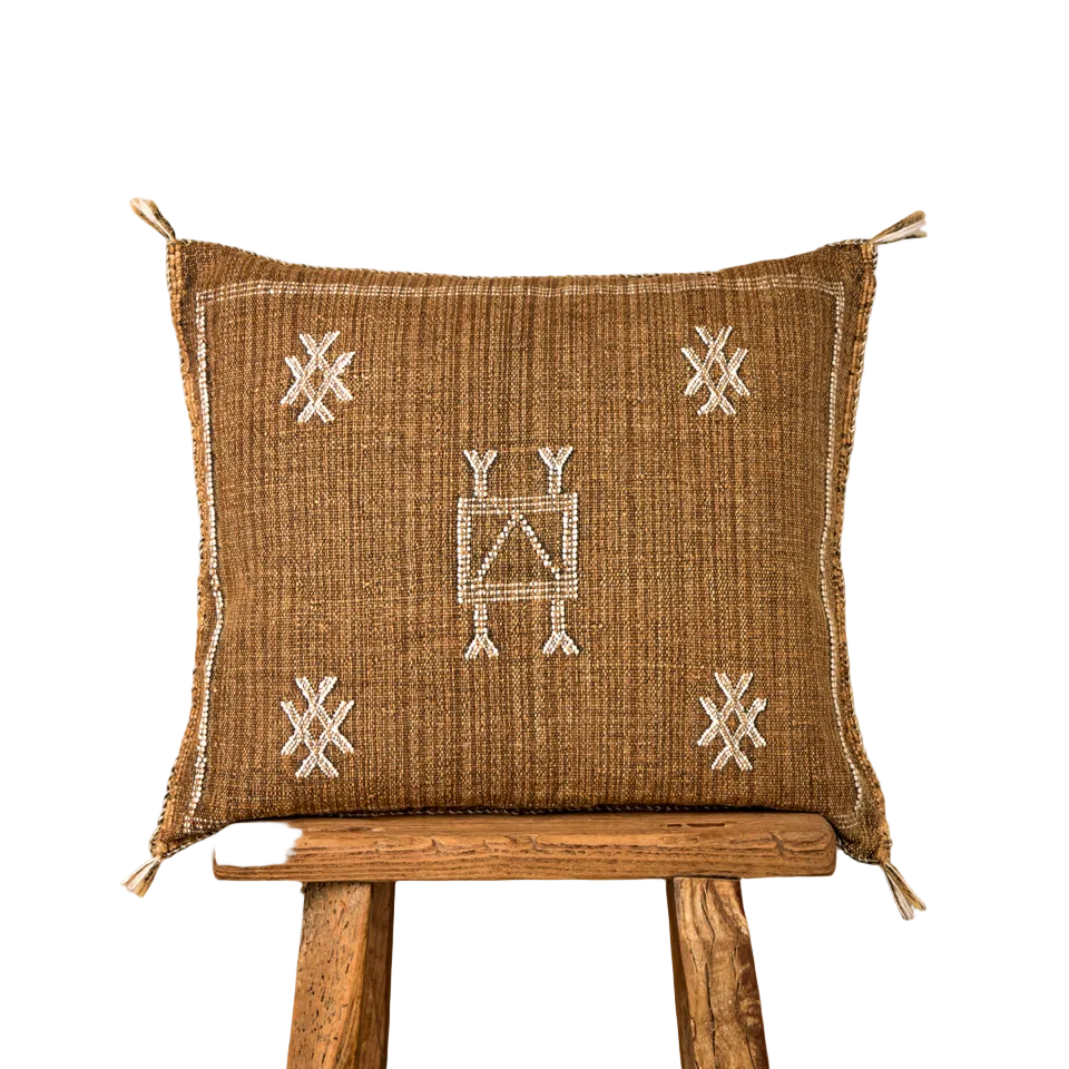 Luxury Cactus Silk Cushion - Chocolate Brown