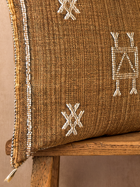Luxury Cactus Silk Cushion - Chocolate Brown