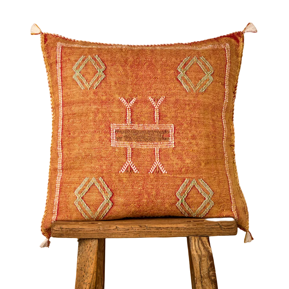Luxury Cactus Silk Cushion - Sunset Orange