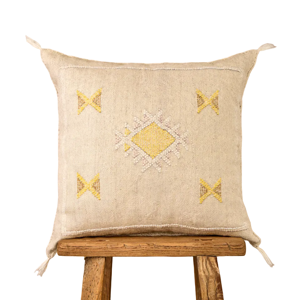 Luxury Cactus Silk Cushion - Off White
