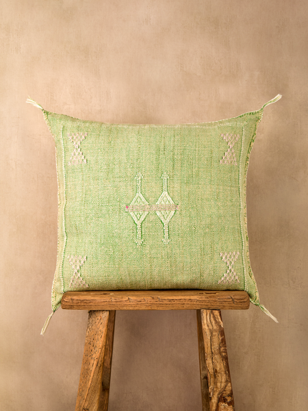 Luxury Cactus Silk Cushion - Pistachio Green